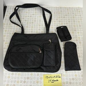 Black Quilted Shoulder Bag Set